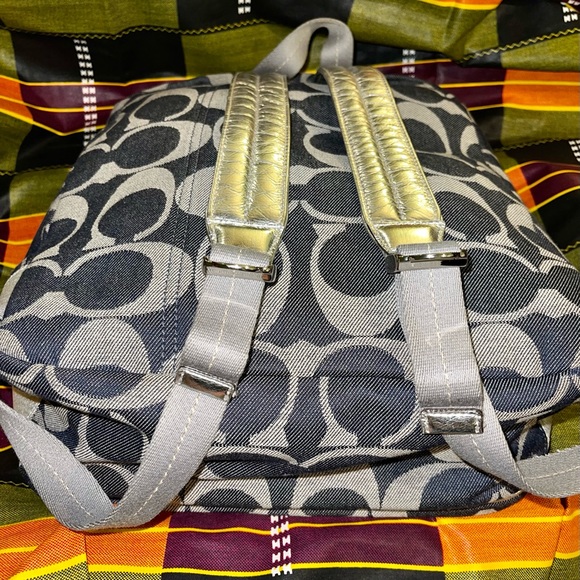 Coach Denim and Silver Backpack - Picture 4 of 10